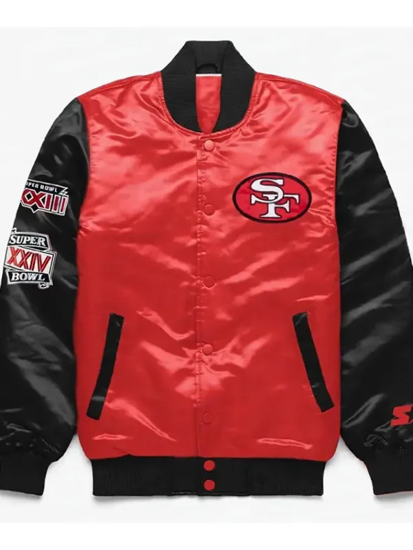 San Francisco 49ers Red and Black Satin Jacket