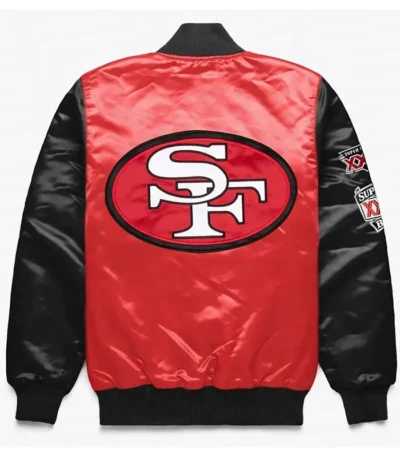 San Francisco 49ers Red and Black Satin Jacket