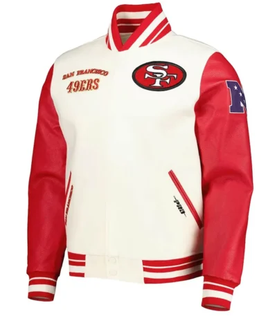 San Francisco 49ers Retro Classic Cream and Red Varsity Jacket