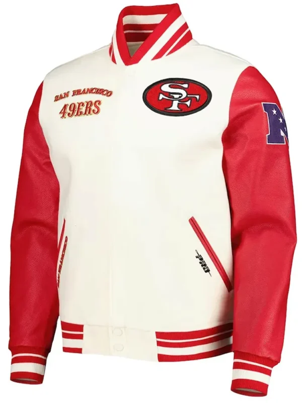 San Francisco 49ers Retro Classic Cream and Red Varsity Jacket