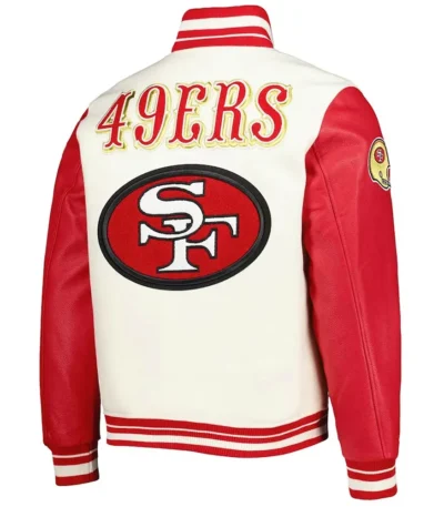 San Francisco 49ers Retro Classic Cream and Red Varsity Jacket