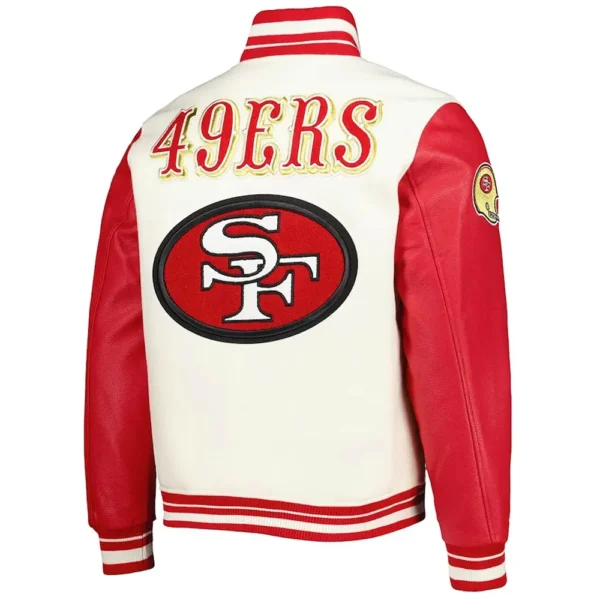 San Francisco 49ers Retro Classic Cream and Red Varsity Jacket