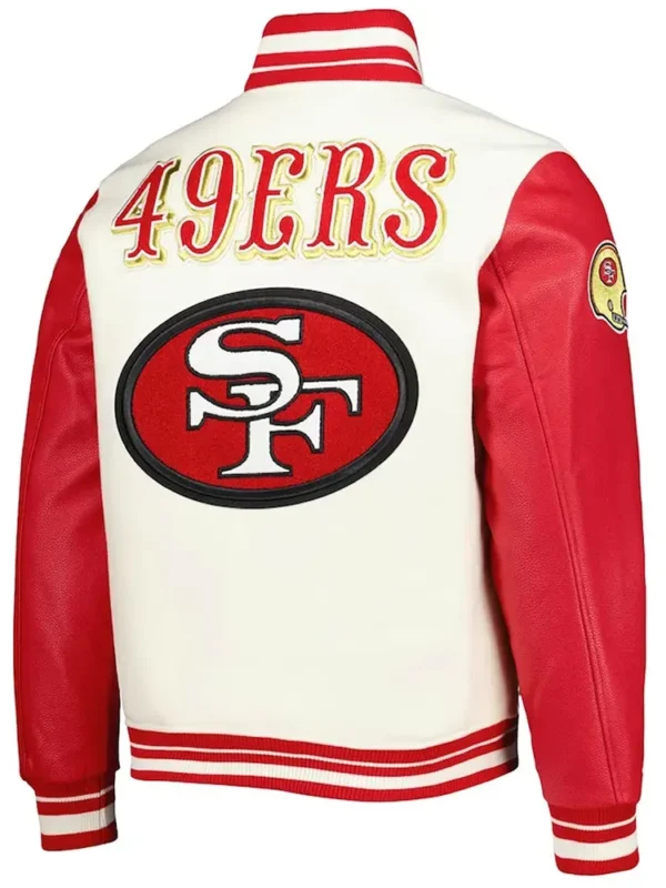 San Francisco 49ers Retro Classic Cream and Red Varsity Jacket