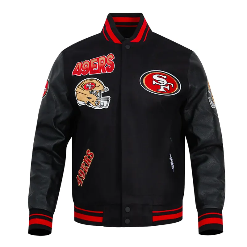 San Francisco 49ers Turn It Up Classic Rib Varsity Jacket San Francisco 49ers Turn It Up Classic Rib Varsity Jacket