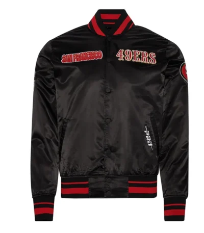 San Francisco 49ers Turn It Up M Classic Rib Black Satin Jacket