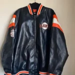 San Francisco Giants Black Leather Vintage Bomber Jacket