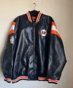San Francisco Giants Black Leather Vintage Bomber Jacket