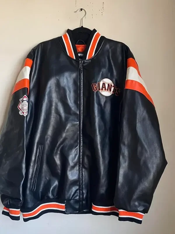 San Francisco Giants Black Leather Vintage Bomber Jacket