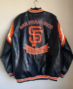 San Francisco Giants Black Leather Vintage Bomber Jacket