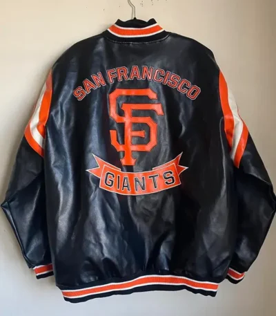 San Francisco Giants Black Leather Vintage Bomber Jacket