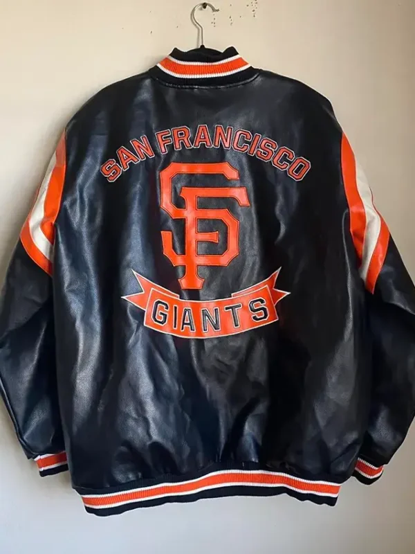 San Francisco Giants Black Leather Vintage Bomber Jacket