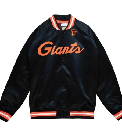 San Francisco Giants Black Lightweight Satin Orange Rib Jacket