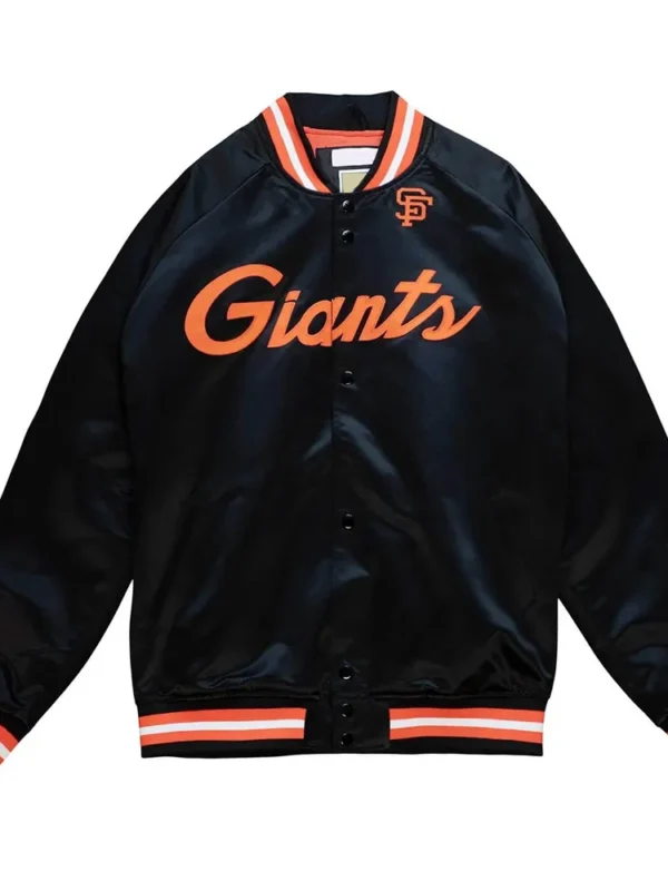 San Francisco Giants Black Lightweight Satin Orange Rib Jacket