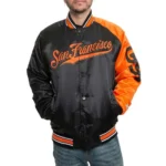 San Francisco Giants Black-Orange Varsity Satin Jacket