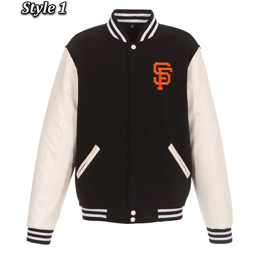 San Francisco Giants Black and White Varsity Jacket San Francisco Giants Black and White Varsity Jacket