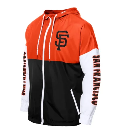 San Francisco Giants Color Block Black-Orange Hoodie Windbreaker