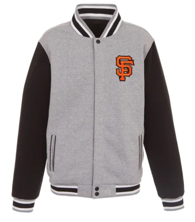 San Francisco Giants Embroidered Black and Gray Varsity Wool Jacket