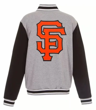 San Francisco Giants Embroidered Black and Gray Varsity Wool Jacket