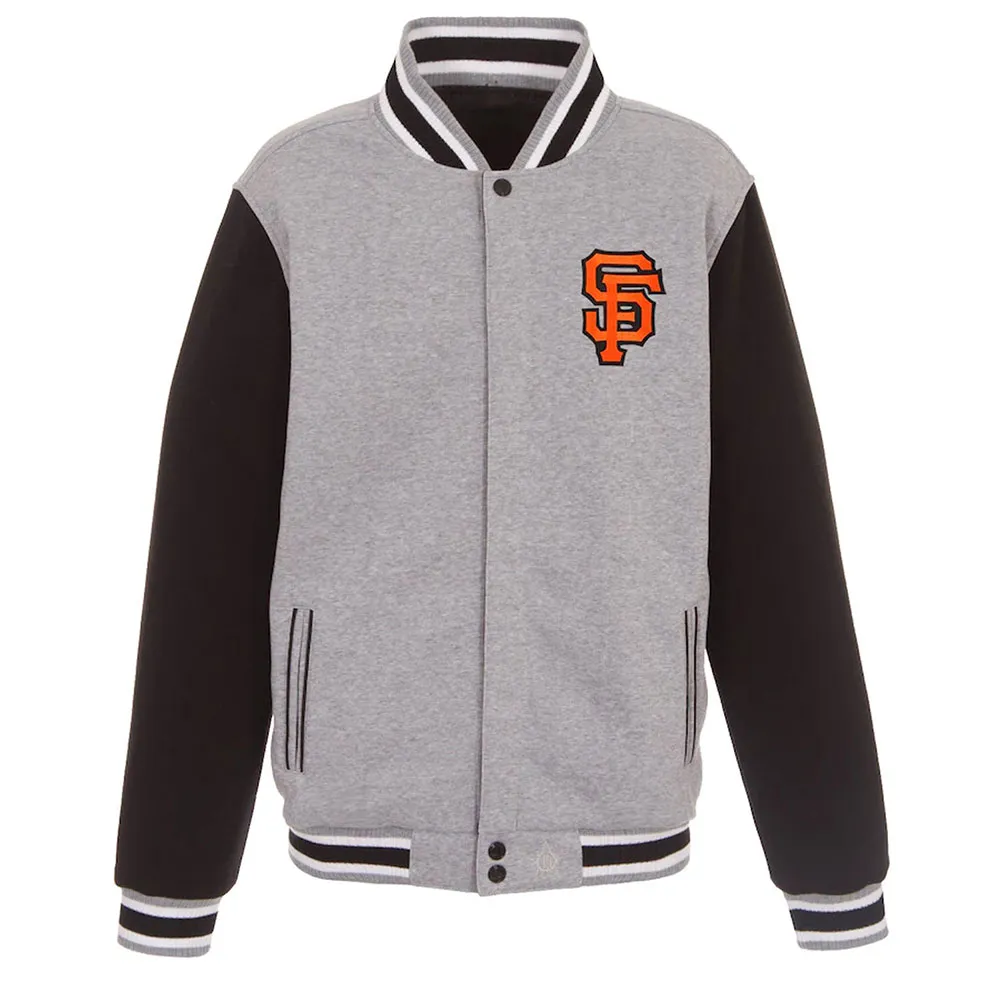 San Francisco Giants Embroidered Black and Gray Varsity Wool Jacket San Francisco Giants Embroidered Black and Gray Varsity Wool Jacket
