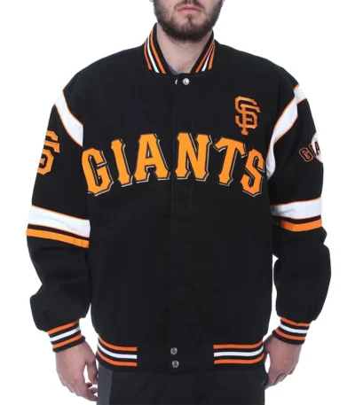San Francisco Giants Embroidered Logo Black Varsity Wool Jacket