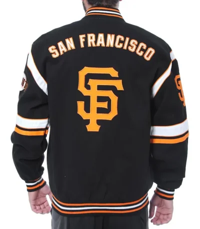 San Francisco Giants Embroidered Logo Black Varsity Wool Jacket