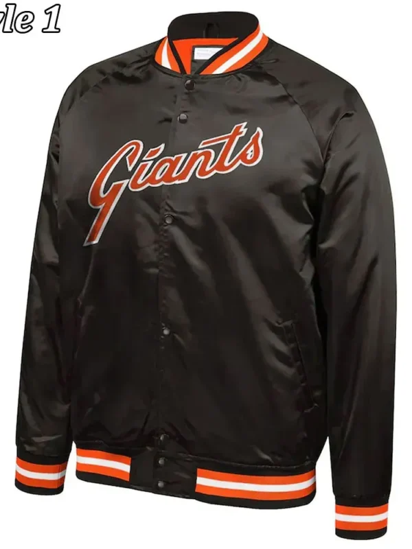 San Francisco Giants Italic Black Satin Jacket