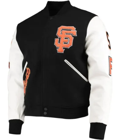 San Francisco Giants Letterman Black and White Full-Zip Jacket