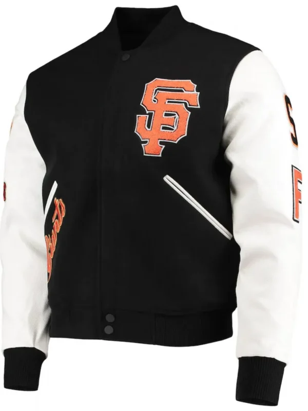 San Francisco Giants Letterman Black and White Full-Zip Jacket