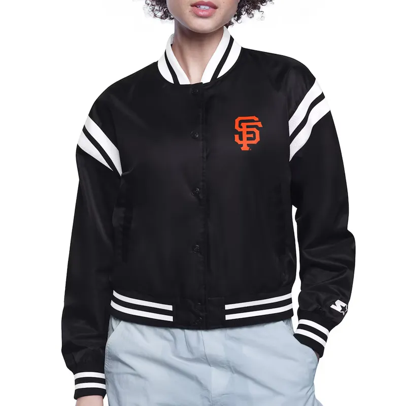 San Francisco Giants Printed Logo Varsity Satin Jacket San Francisco Giants Printed Logo Varsity Satin Jacket