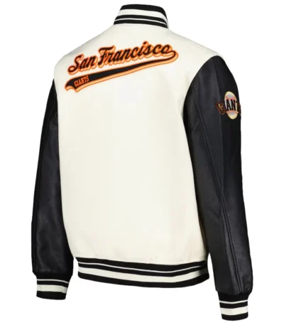 San Francisco Giants Script Tail Cream and Black Varsity Jacket