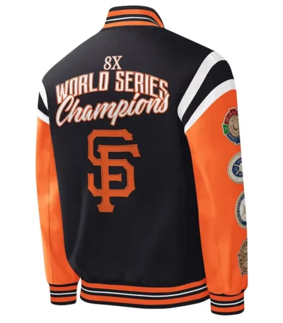 San Francisco Title Holder Black-Orange Varsity Satin Jacket