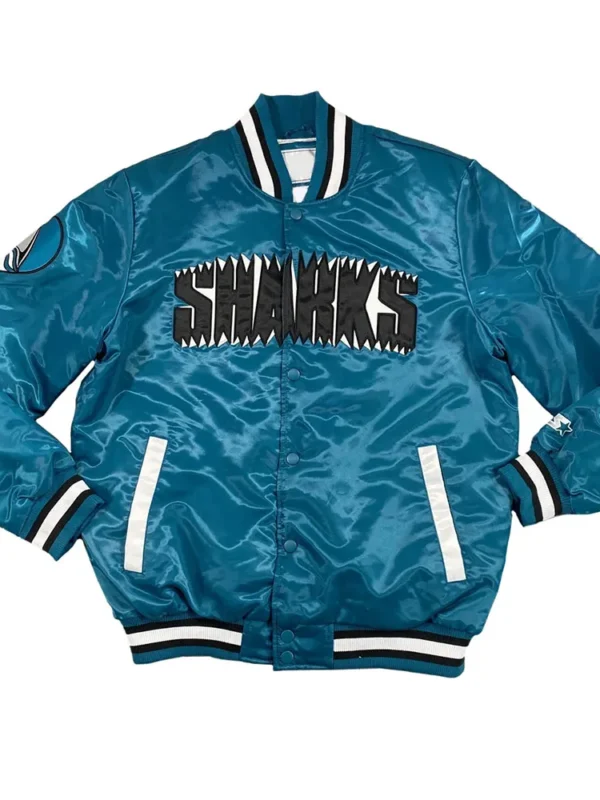 San Jose Sharks 30th Anniversary Teal Blue Satin Jacket