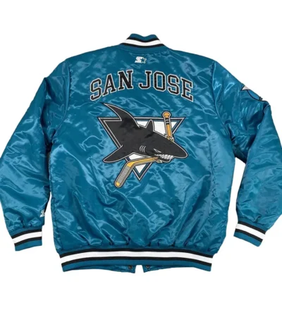 San Jose Sharks 30th Anniversary Teal Blue Satin Jacket