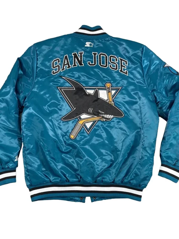 San Jose Sharks 30th Anniversary Teal Blue Satin Jacket