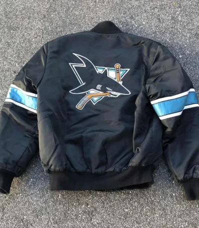 San Jose Sharks 90s Black Bomber Jacket