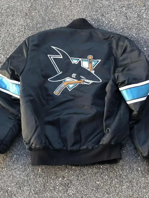 San Jose Sharks 90s Black Bomber Jacket
