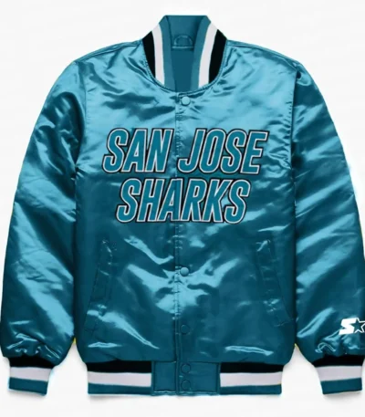 San Jose Sharks Aqua Green Satin Jacket