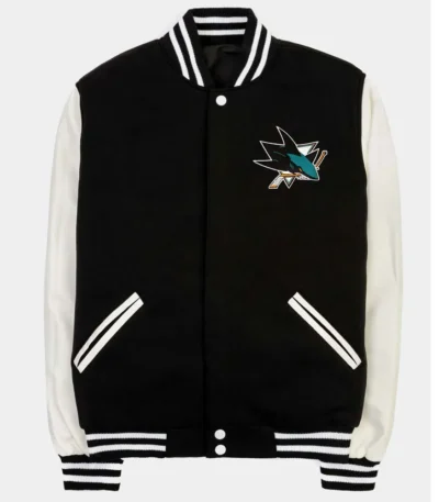 San Jose Sharks Black and White Varsity Jacket
