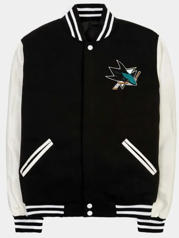 San Jose Sharks Black and White Varsity Jacket