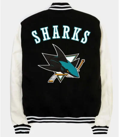 San Jose Sharks Black and White Varsity Jacket