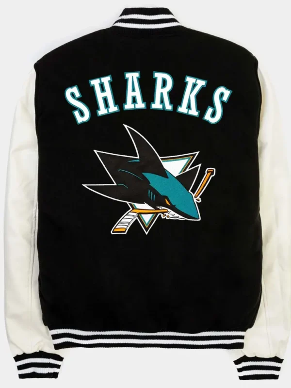 San Jose Sharks Black and White Varsity Jacket
