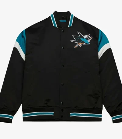 San Jose Sharks Bomber Teddy Black Satin Jacket