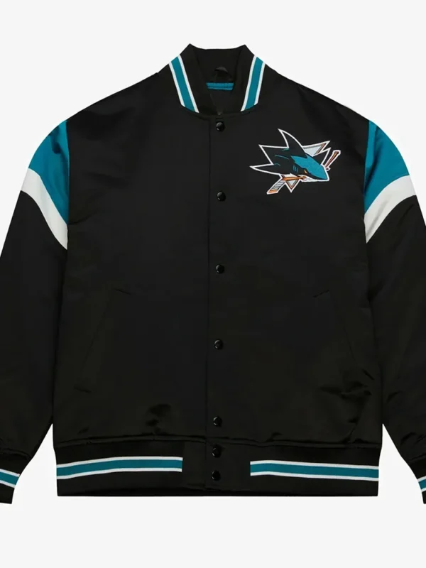 San Jose Sharks Bomber Teddy Black Satin Jacket