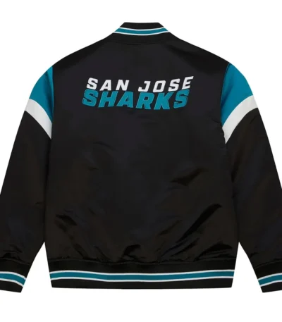 San Jose Sharks Bomber Teddy Black Satin Jacket