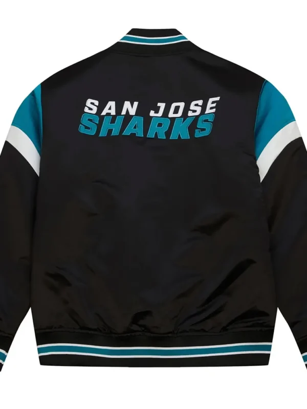 San Jose Sharks Bomber Teddy Black Satin Jacket