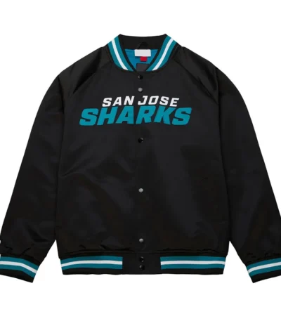 San Jose Sharks Current Logo Black Satin Jacket