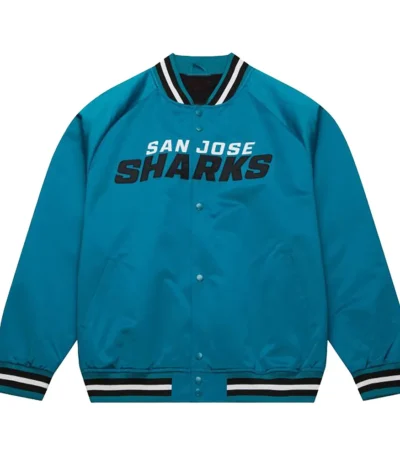 San Jose Sharks Current Logo Teal Blue Satin Jacket
