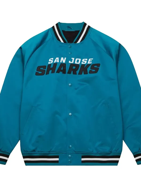 San Jose Sharks Current Logo Teal Blue Satin Jacket