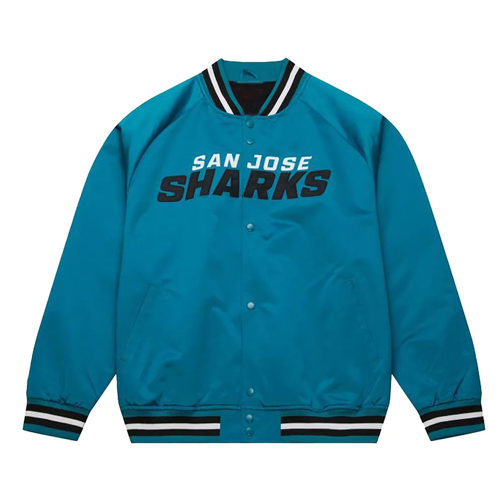 San Jose Sharks Current Logo Teal Blue Satin Jacket San Jose Sharks Current Logo Teal Blue Satin Jacket