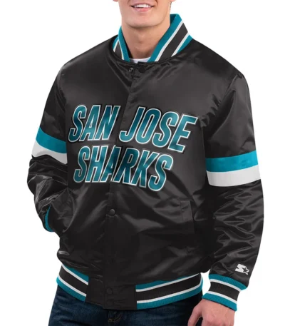 San Jose Sharks Home Game Black Satin Jacket
